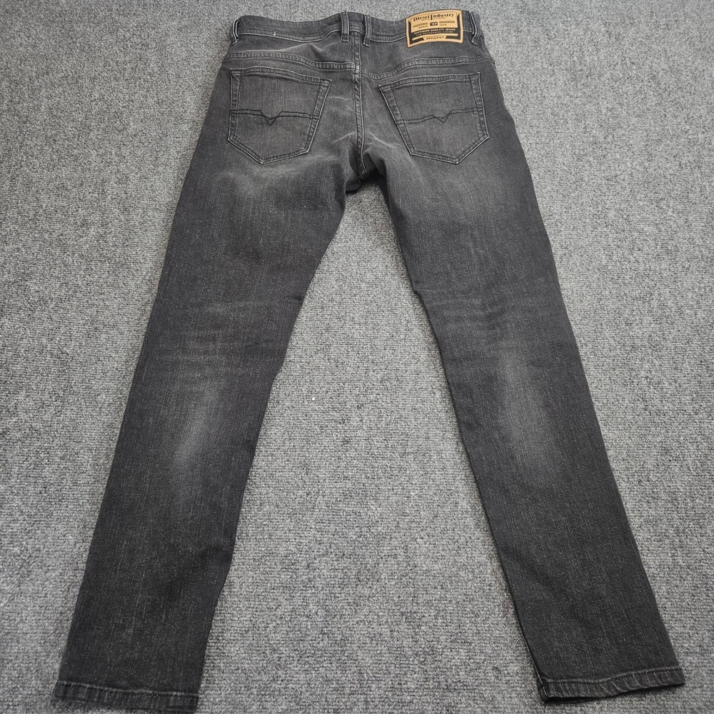 Diesel Jeans Size 33 Slim Straight Black Wash Faded Stretch Denim Casual Moto - Picture 2 of 10